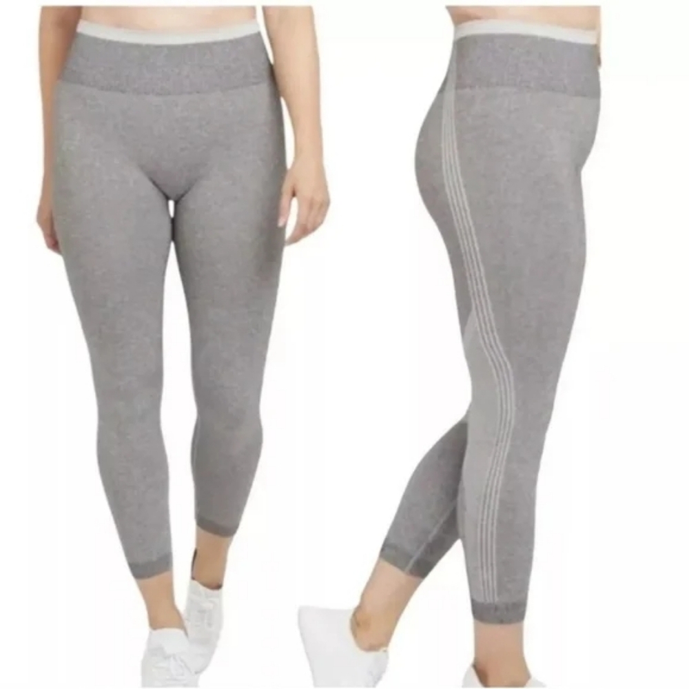 New SPANX Seamless Sculpt Cropped Leggings Gray Spacedye Compression Active L